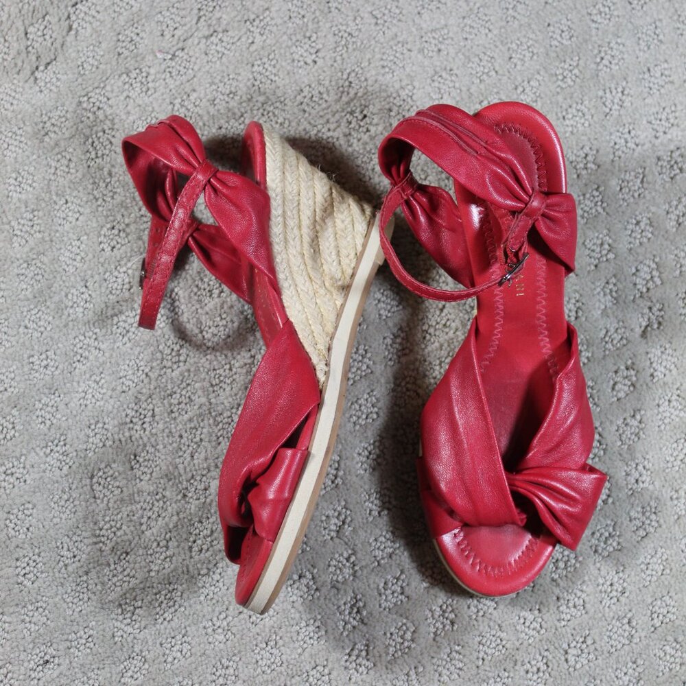 ANTONIO MELANI Size 8M Dream Leather Wedge Espadrille Sandals